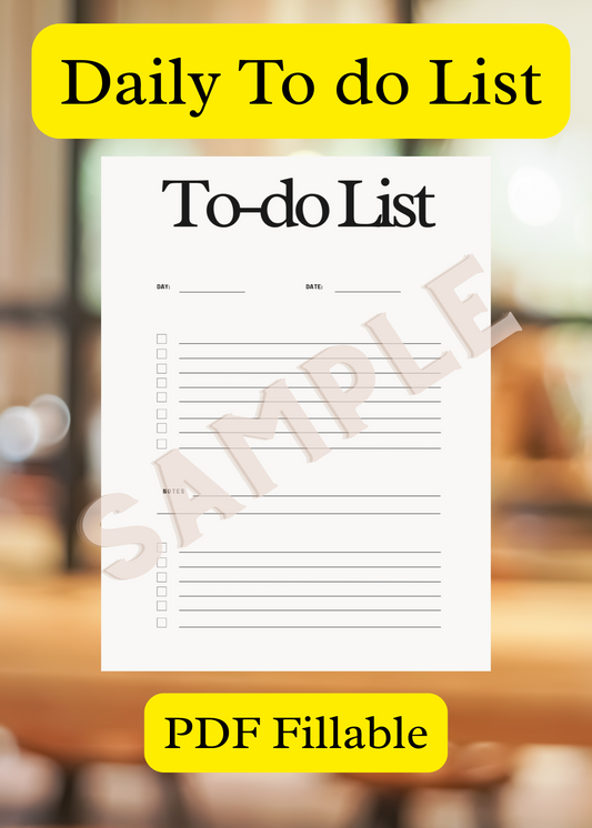 Simple To-Do List Template (Fillable PDF) | Digital Daily Planner